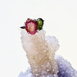 Pink Tourmaline and Green Kyanite Ring