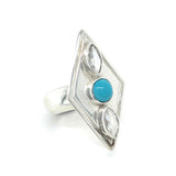 Turquoise White Topaz Ring #026V