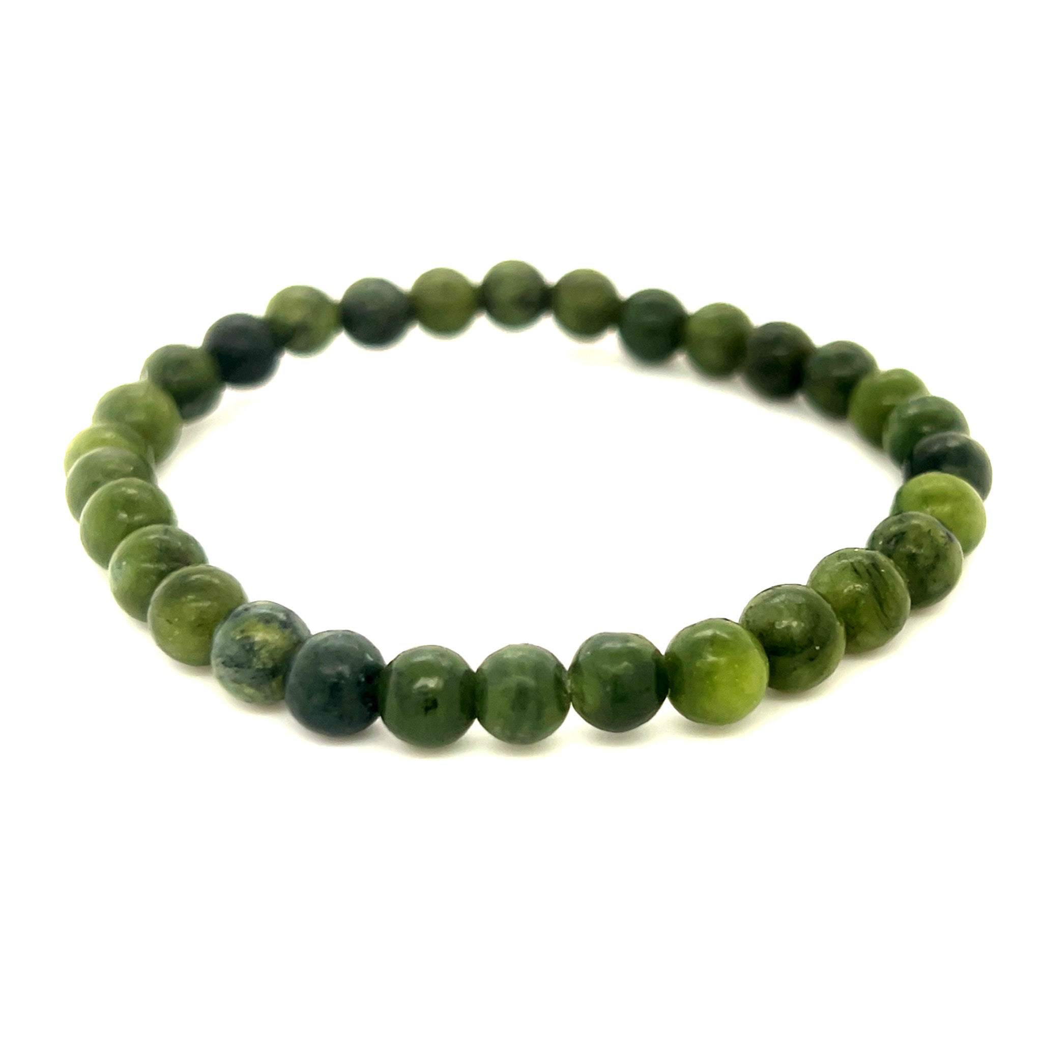 Nephrite Jade Bead Bracelet - 6mm Beads