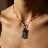 Blue Tourmaline Gold (18k micron plated) Necklace
