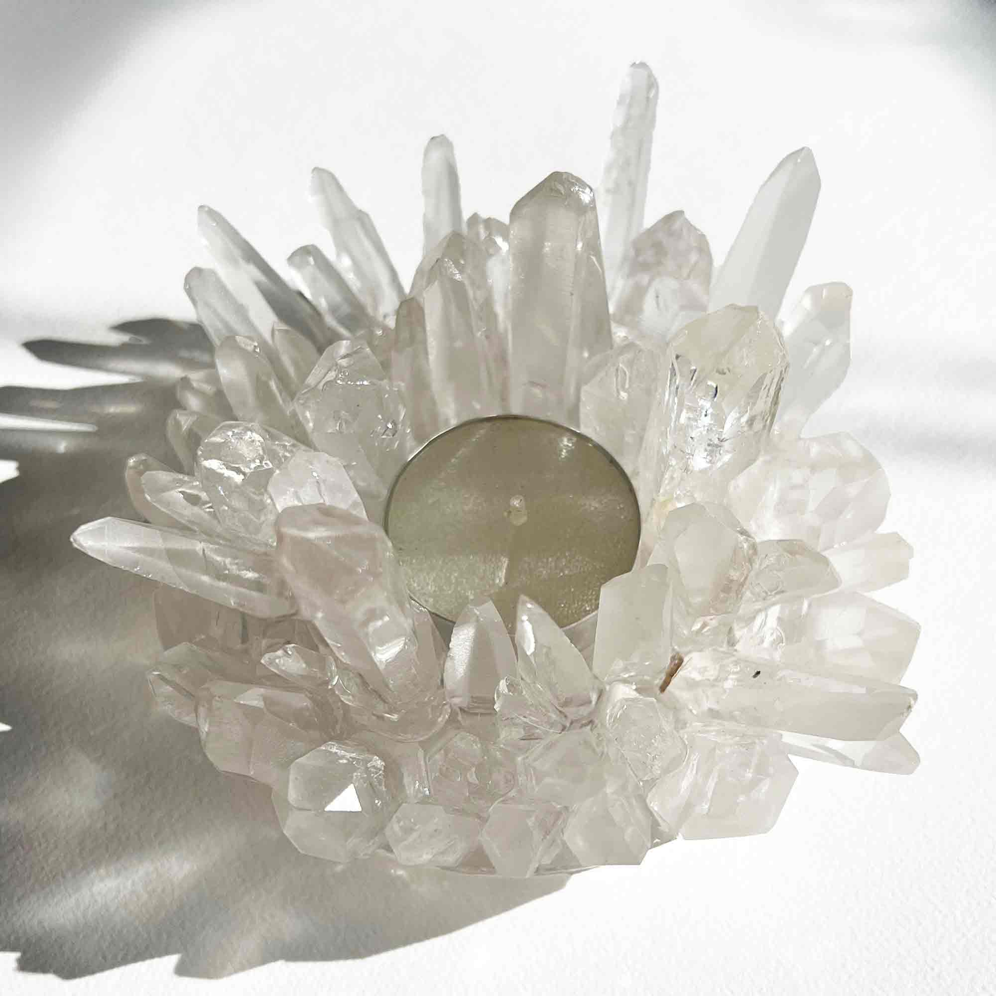 clear Quartz Lemurian Candle Holder