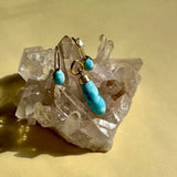 Larimar 18k Plated Gold Drop Earrings