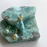 Larimar 18k Plated Gold Drop Earrings