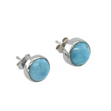 Larimar Silver Stud Earrings