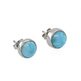 Larimar Silver Stud Earrings