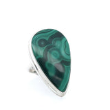 Malachite Teardrop Silver Ring