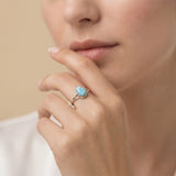 Larimar sterling silver ring worn on model for scale and styling