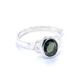 Faceted Moldavite Sterling Silver Ring