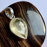 Pear Faceted Libyan Desert Glass Sterling Silver Pendant