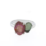 Pink Tourmaline and Green Kyanite Ring