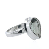 Faceted Prasiolite Teardrop Ring