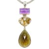 Grossular Garnet Amethyst Rutilated Quartz Necklace