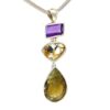 Grossular Garnet Amethyst Rutilated Quartz Necklace