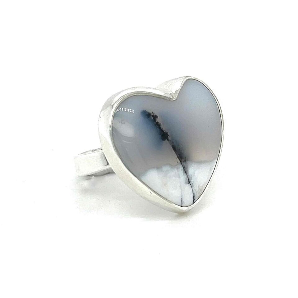 Dendritic Agate Heart Ring