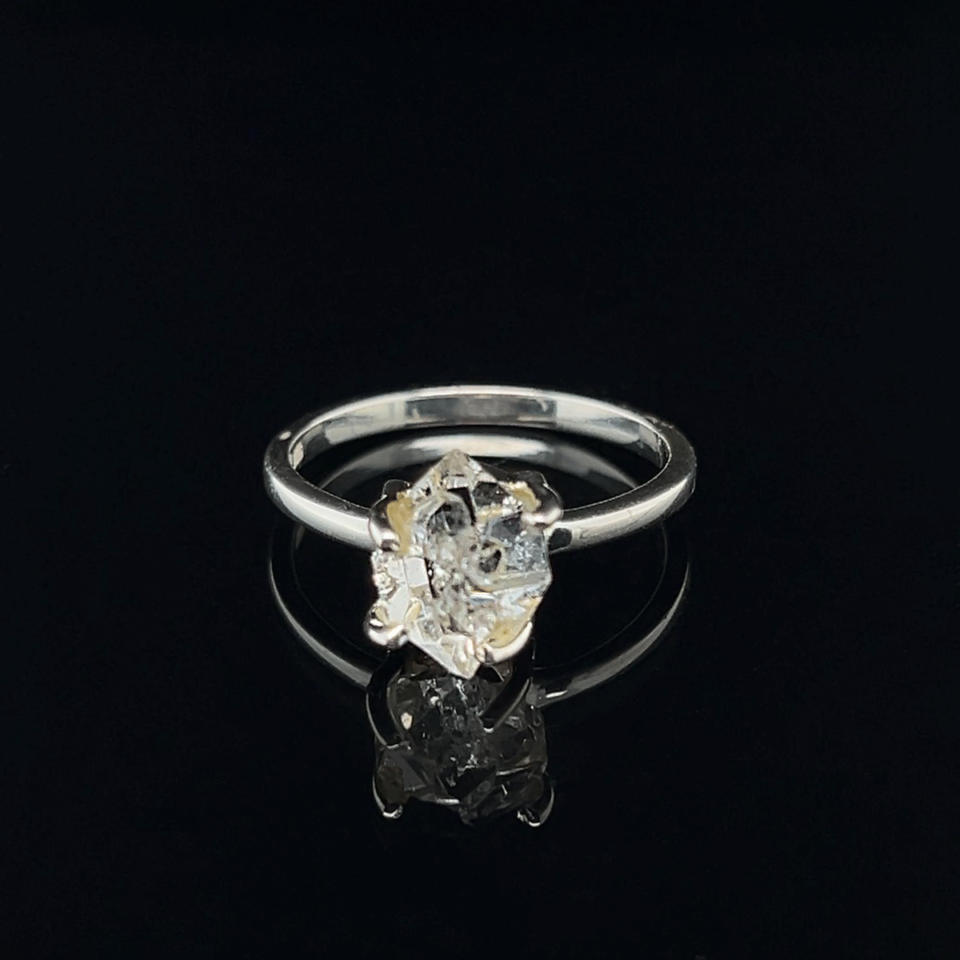 Herkimer Diamond Claw Ring