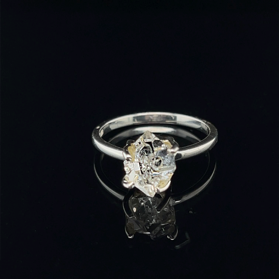 Claw Herkimer Diamond Quartz Ring