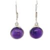 Circular Cabochon Amethyst Drop Earrings