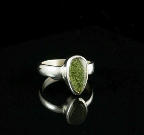 Moldavite Polished Ring
