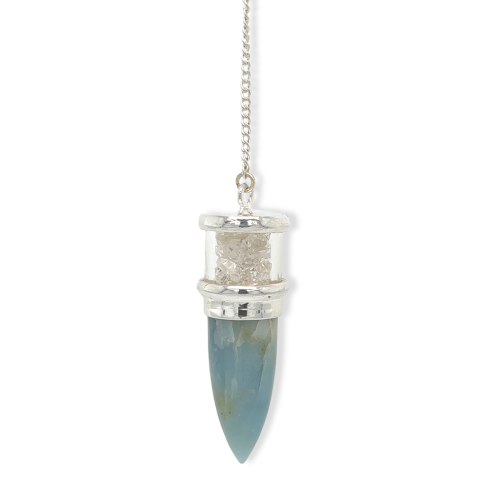 Aquamarine Herkimer Diamond Pendulum