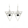 Evil Eye Triangular Black Onyx Earrings