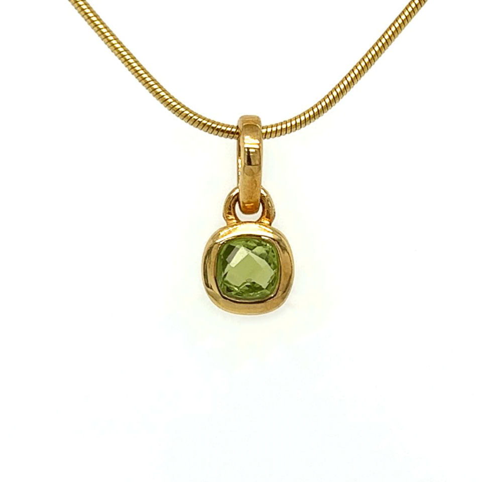 Peridot Faceted Gold Pendant