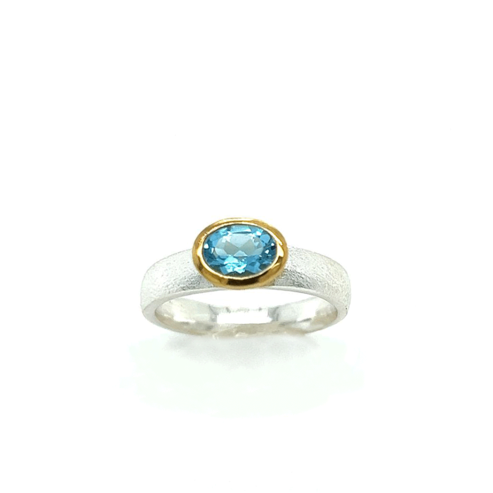 Blue Topaz Gold/Silver Ring