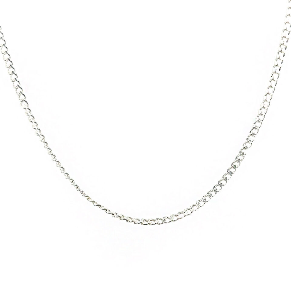 Thin Curb Silver Chain 18" (40cm)