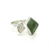 Moldavite Herkimer Diamond Open Ring