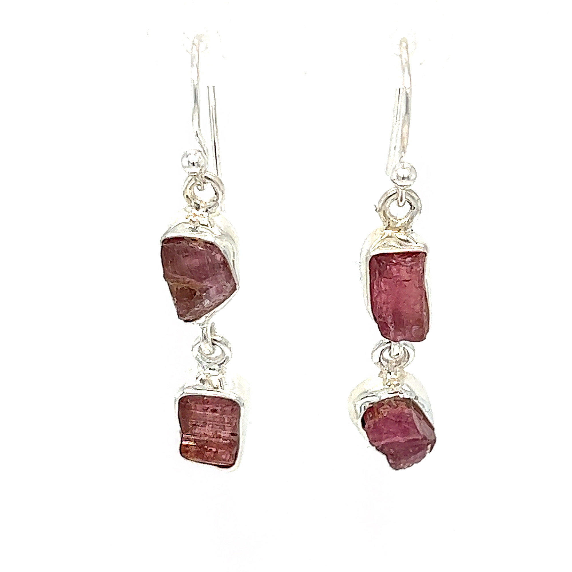Pink Tourmaline Raw Drop Earrings - Feel Crystals and Jewellery