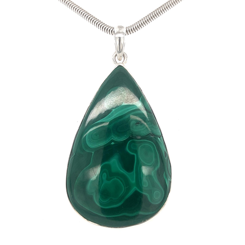 Statement Teardrop Malachite Pendant